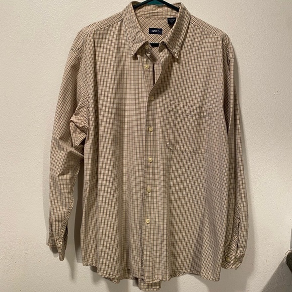 IZod Shirt Mens Size XL Long-sleeve Pocket‎ Button Up GrandpaCore - Picture 1 of 8